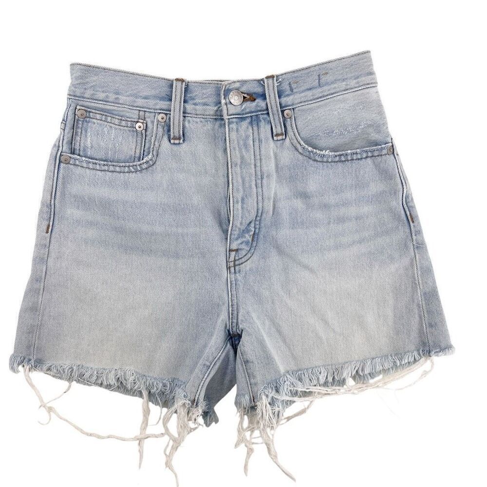 Madewell Size 23 The Mom Jean Shorts Light Wash 100%‎ Cotton Frayed Sexy